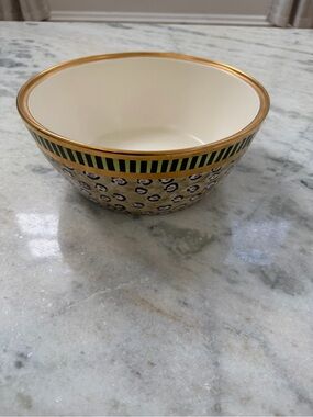 Laurie Gates leopard 🐆 print Cream and Gold Decorative Serving Bowl